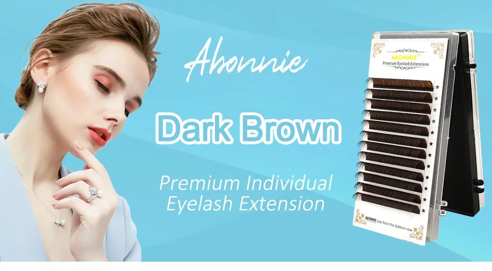 Abonnie New Arrival Dark Brown Eyelash Extension 12 Lines Mix 8-15mm Fake Mink Eyelash Makeup Silk Handmade Natural Lashes