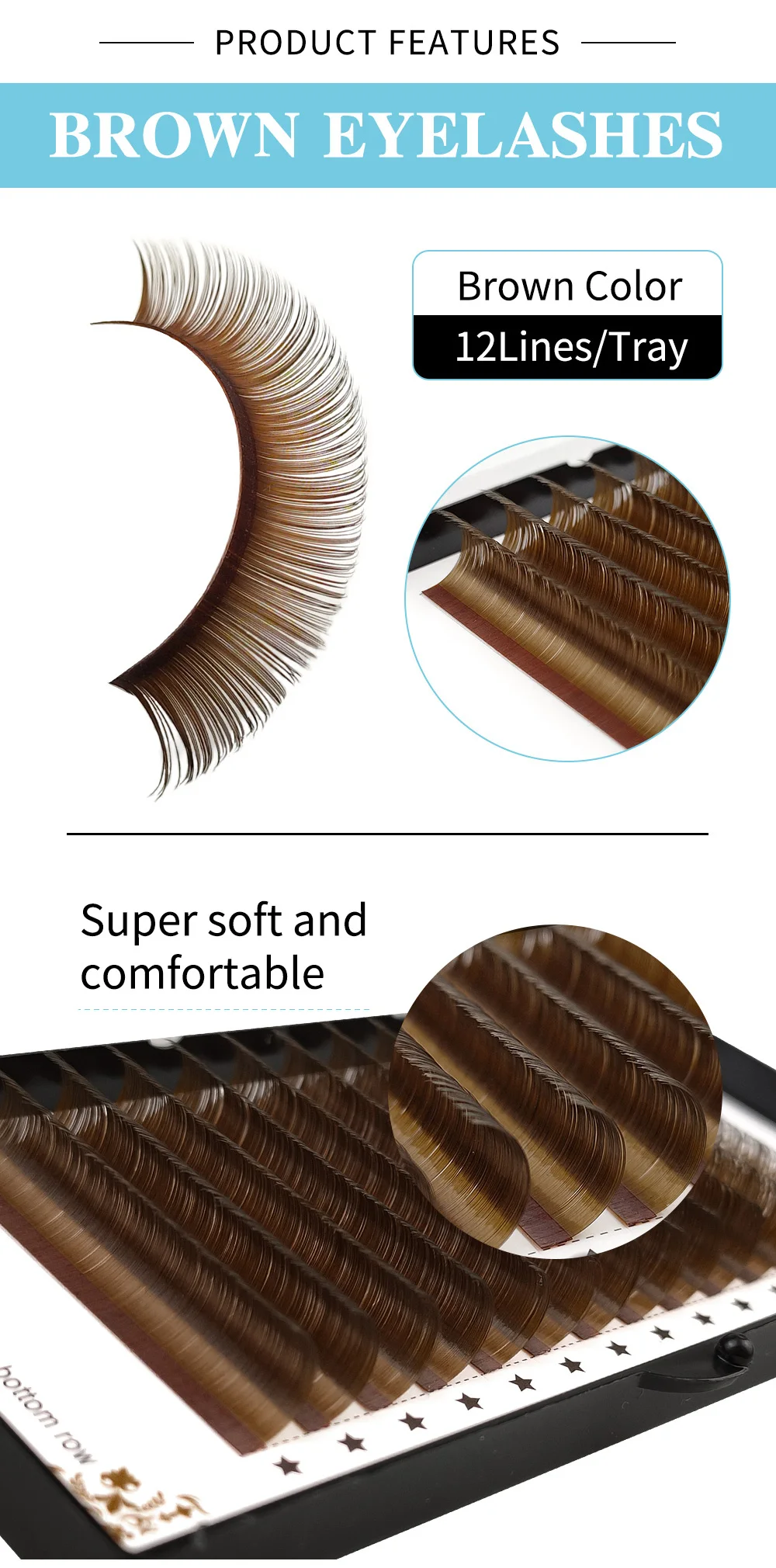 Abonnie New Arrival Dark Brown Eyelash Extension 12 Lines Mix 8-15mm Fake Mink Eyelash Makeup Silk Handmade Natural Lashes