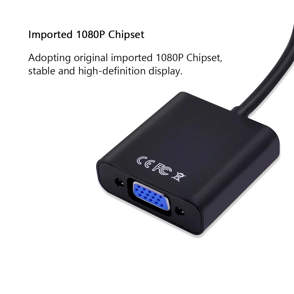 Micro HDMI Input to VGA Output Connector Micro HDMI to VGA Cable Adapter 1080P for Camera Laptop PC HDTV PS4 Projector TV