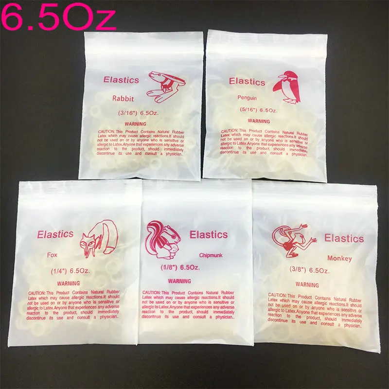 5Bags Dental Orthodontic Rubber Band Zoo Pack Rubber Bands Latex Braces 3.5Oz/5Oz/6.5Oz Optional