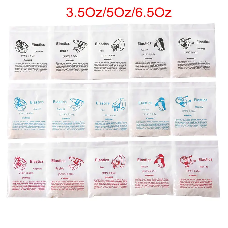 5Bags Dental Orthodontic Rubber Band Zoo Pack Rubber Bands Latex Braces 3.5Oz/5Oz/6.5Oz Optional