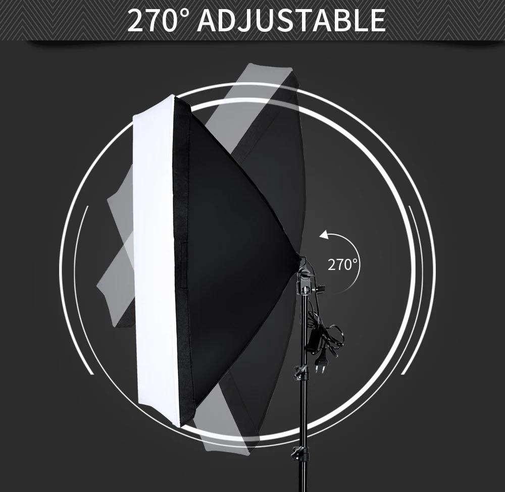 50*70cm Softbox Photography Lighting Kit Photo Studio Single Lamp Holder Continuous Lighting With 2pcs Bulbs Photo Accessories