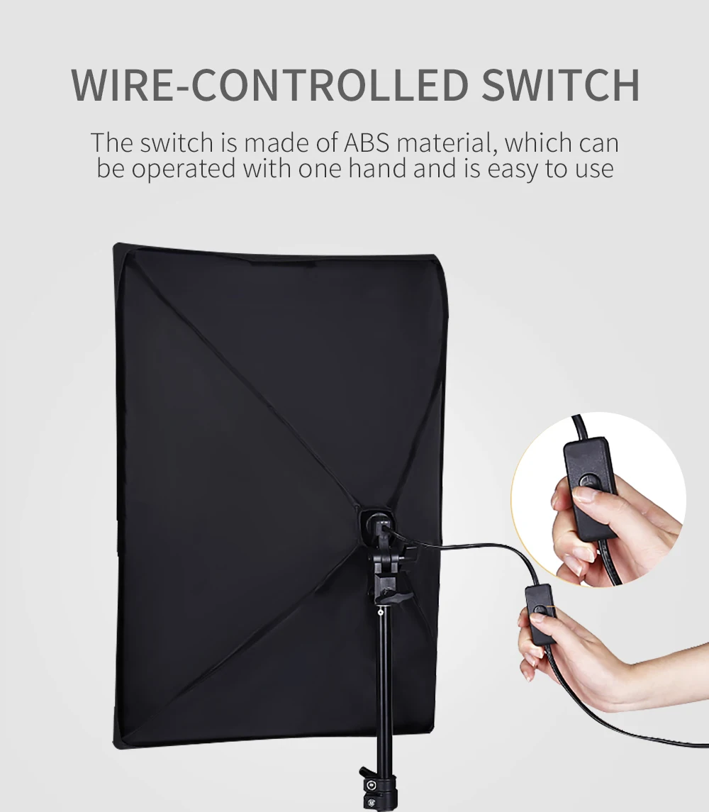 50*70cm Softbox Photography Lighting Kit Photo Studio Single Lamp Holder Continuous Lighting With 2pcs Bulbs Photo Accessories