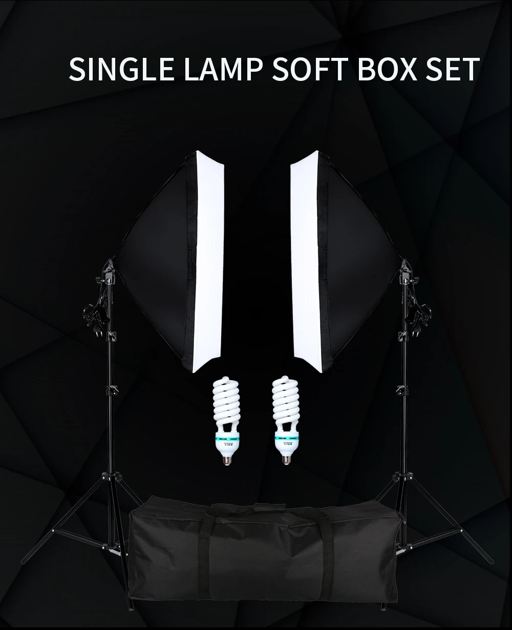 50*70cm Softbox Photography Lighting Kit Photo Studio Single Lamp Holder Continuous Lighting With 2pcs Bulbs Photo Accessories