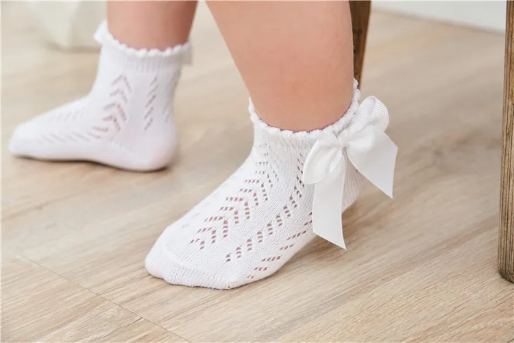 Lawadka Summer Mesh Newborn Baby Girls Socks Fashion Bow Thin Children's Socks for Girls Infant Princess White Red Black 0-5Year