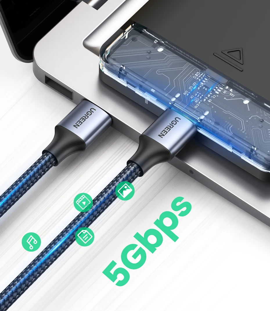 Ugreen USB to USB Extension Cable USB 2.0 3.0 Cable Male to Male USB Extender For Hard Disk Xiaomi TV Box USB Extension Cord