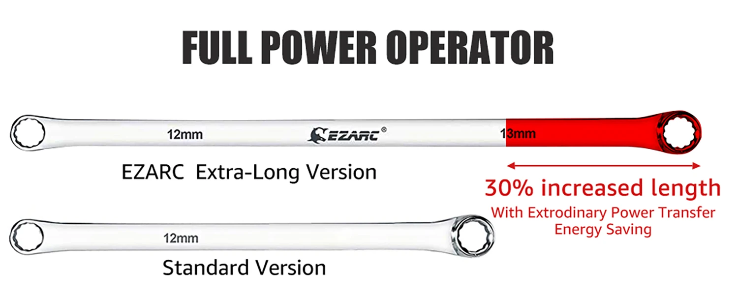 EZARC Double End CRV Wrench Metric 8-10 9-11 12-13 14-15 16-17 18-19mm Extra Long Aviation Spanner Heavy-Duty Box End 1-pieces