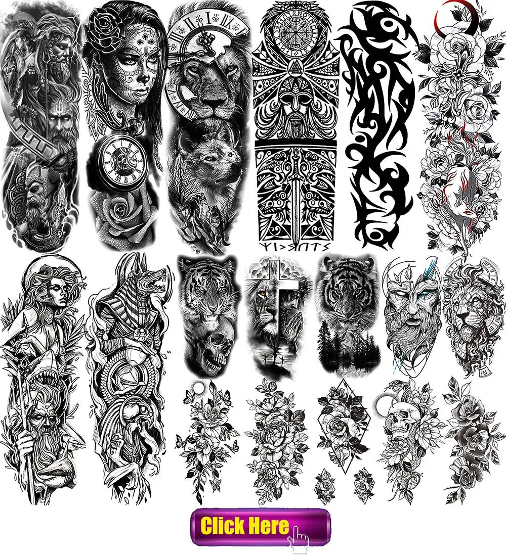 Watercolor Lion Tiger Temporary Tattoo For Women Men Atult Kid Realistic Fake Animal Tattoo Sticker Water Transfer Tatoos Thigh