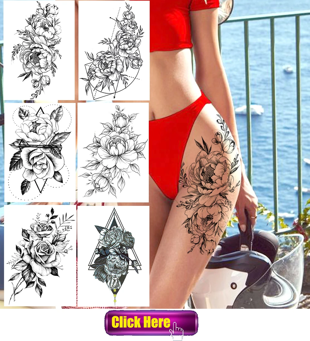 Watercolor Lion Tiger Temporary Tattoo For Women Men Atult Kid Realistic Fake Animal Tattoo Sticker Water Transfer Tatoos Thigh