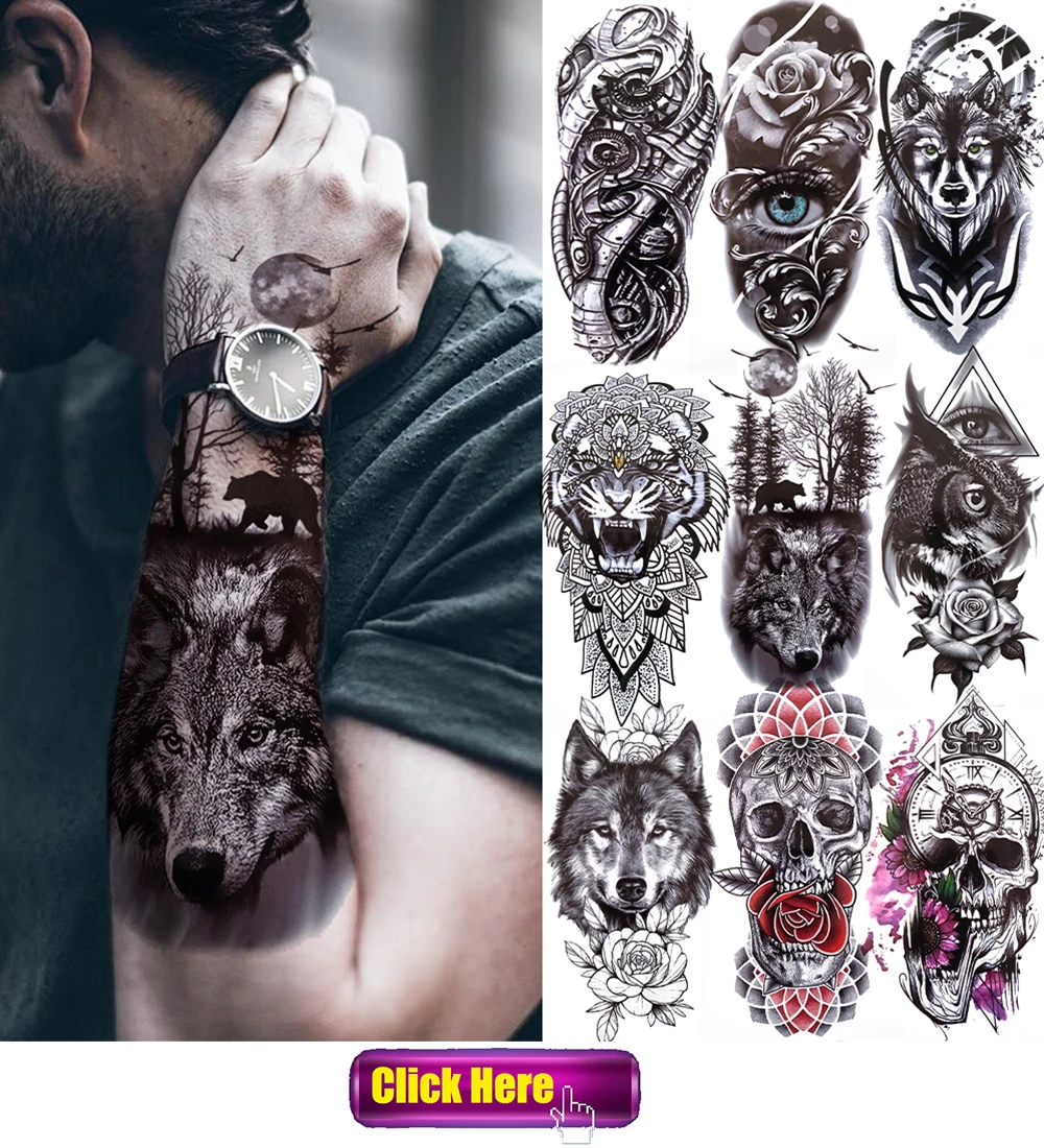 Watercolor Lion Tiger Temporary Tattoo For Women Men Atult Kid Realistic Fake Animal Tattoo Sticker Water Transfer Tatoos Thigh