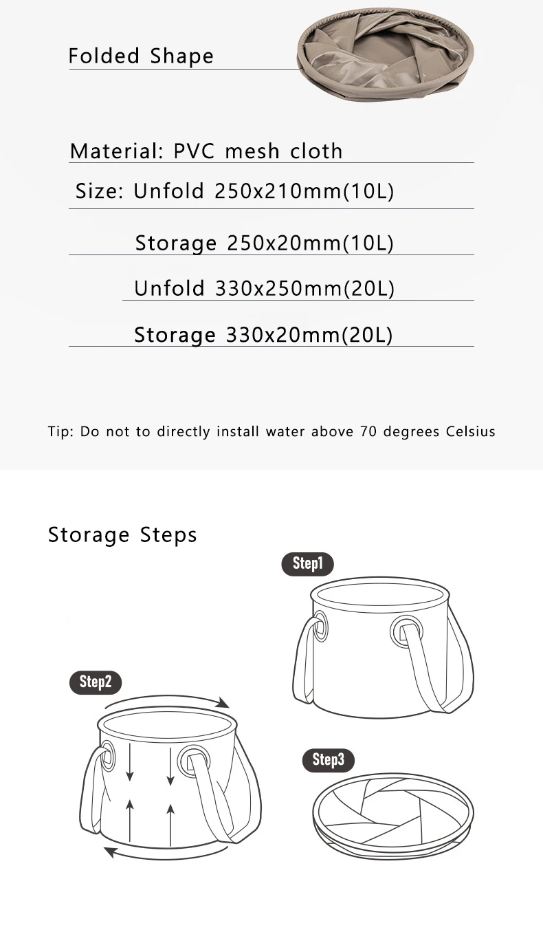 Naturehike Folding Bucket Waterproof Water Sink Bucket Portable OutdoorTravel Foldable Water Basin Camping Hiking Storage Bucket