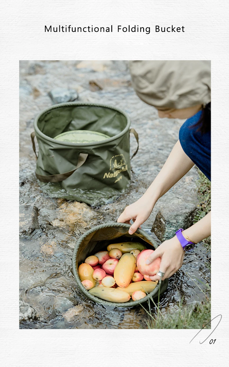 Naturehike Folding Bucket Waterproof Water Sink Bucket Portable OutdoorTravel Foldable Water Basin Camping Hiking Storage Bucket