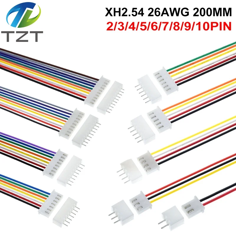 10/30Sets JST XH2.54 XH 2.54mm Wire Cable Connector 2/3/4/5/6/7/8/9/10 Pin Pitch Male Female Plug Socket 20cm Wire Length 26AWG