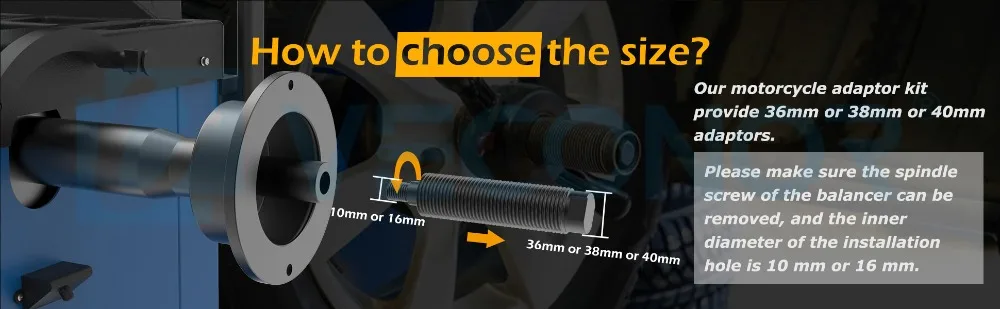 Motorcycle TIre Adaptor for Wheel Balancer with 10mm/16mm Installation Hole Motorcycle Tyre Balancing Tool 36 38 40mm Shaft Size