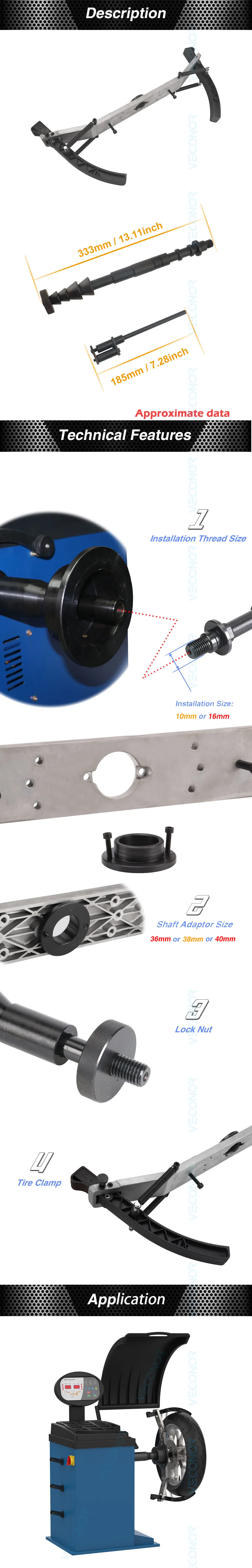 Motorcycle TIre Adaptor for Wheel Balancer with 10mm/16mm Installation Hole Motorcycle Tyre Balancing Tool 36 38 40mm Shaft Size