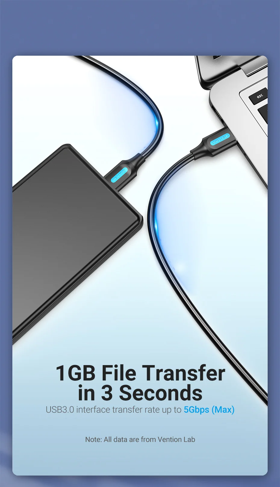 Vention Micro USB 3.0 Cable 3A Fast Charger Data Cord Mobile Phone Cables for Samsung Note 3 S5 Toshiba Sony USB Micro B Cable