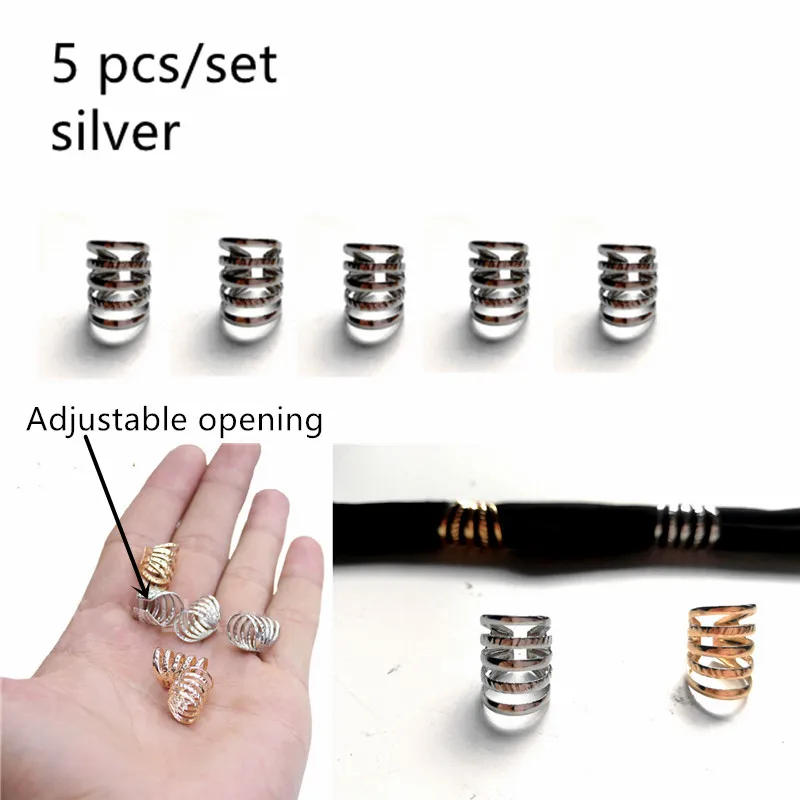 5-50 Pcs/set Opening Silver Hair Ring Hip-hop Hair Braid Charm Dreadlock Beads Clips Cuffs Rings Jewelry Dreadlocks Accessories