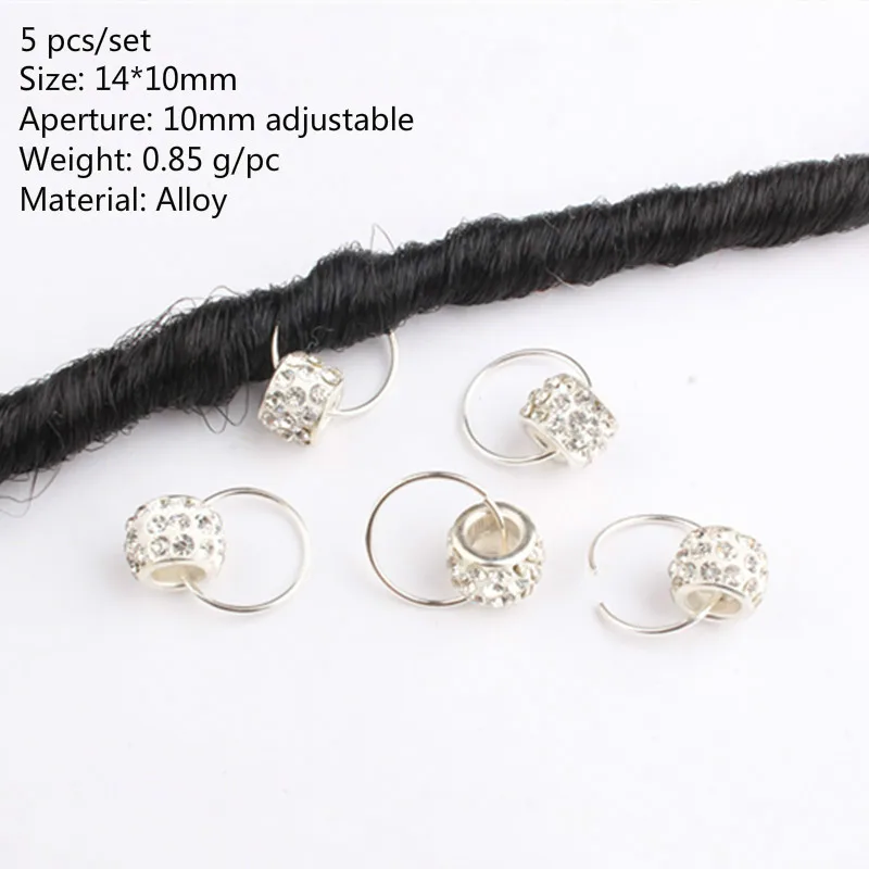 5-50 Pcs/set Opening Silver Hair Ring Hip-hop Hair Braid Charm Dreadlock Beads Clips Cuffs Rings Jewelry Dreadlocks Accessories