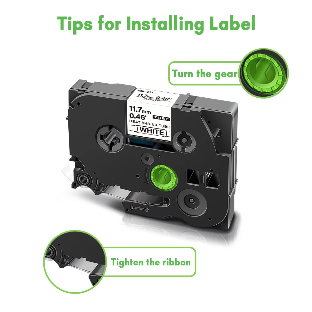 1Pcs Heat Shrink Tube Tape Compatible For Brother HSe-211 HSe-221 HSe-231 241 251 HSe 211 221 231 631 621 For P-Touch Printer