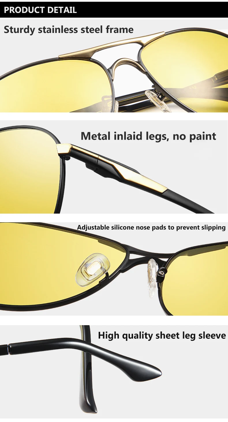 New Trend Intelligent Aviation Photochromic Sunglasses Polarized Men Day Night Vision Driving Sun Glasses Male gafas de sol