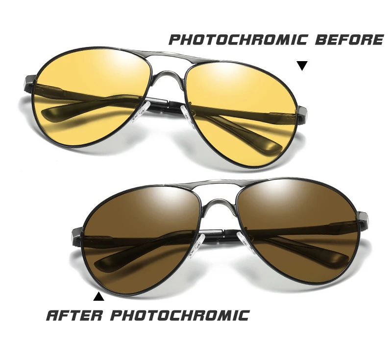 New Trend Intelligent Aviation Photochromic Sunglasses Polarized Men Day Night Vision Driving Sun Glasses Male gafas de sol