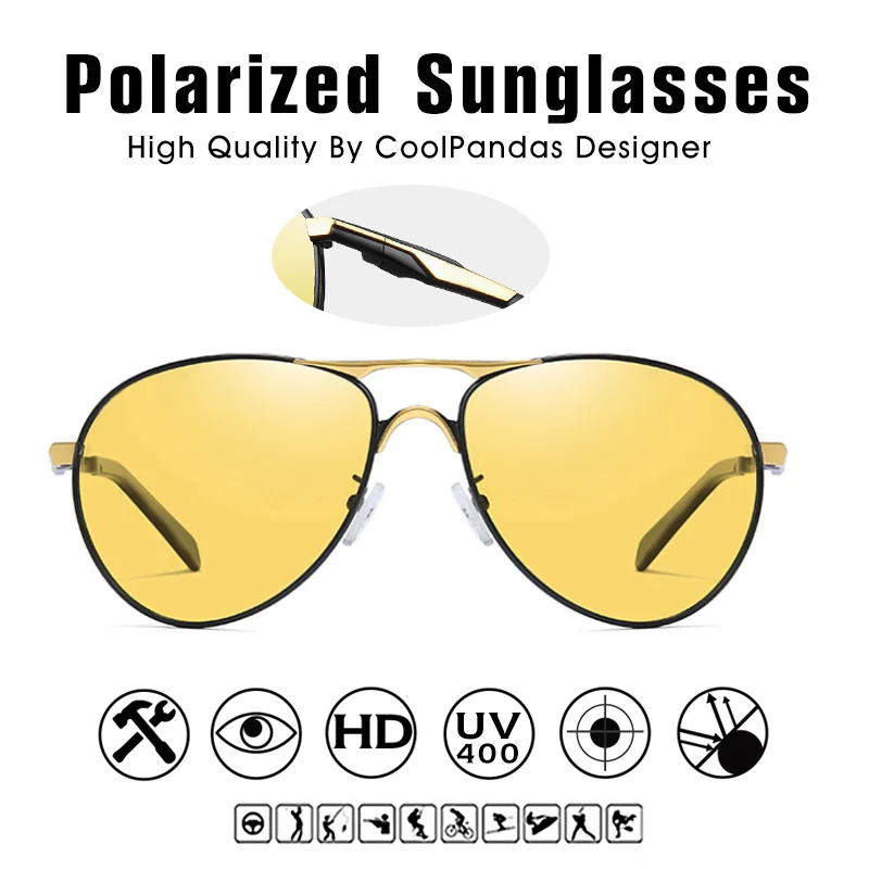 New Trend Intelligent Aviation Photochromic Sunglasses Polarized Men Day Night Vision Driving Sun Glasses Male gafas de sol