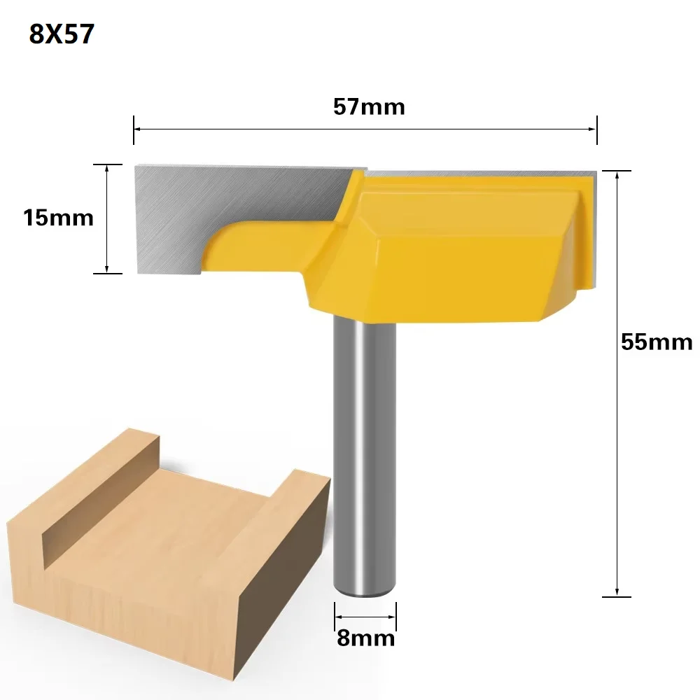 1/2" Inch 12mm 8mm Shank 2" Bottom Cleaning Router Bit (Mortising Bit, Spoil Board Surfacing, Slab Flattening Woodworking Mil