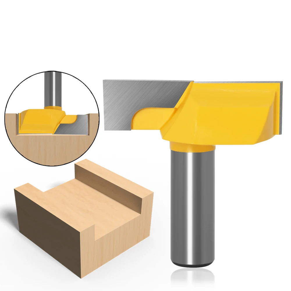 1/2" Inch 12mm 8mm Shank 2" Bottom Cleaning Router Bit (Mortising Bit, Spoil Board Surfacing, Slab Flattening Woodworking Mil