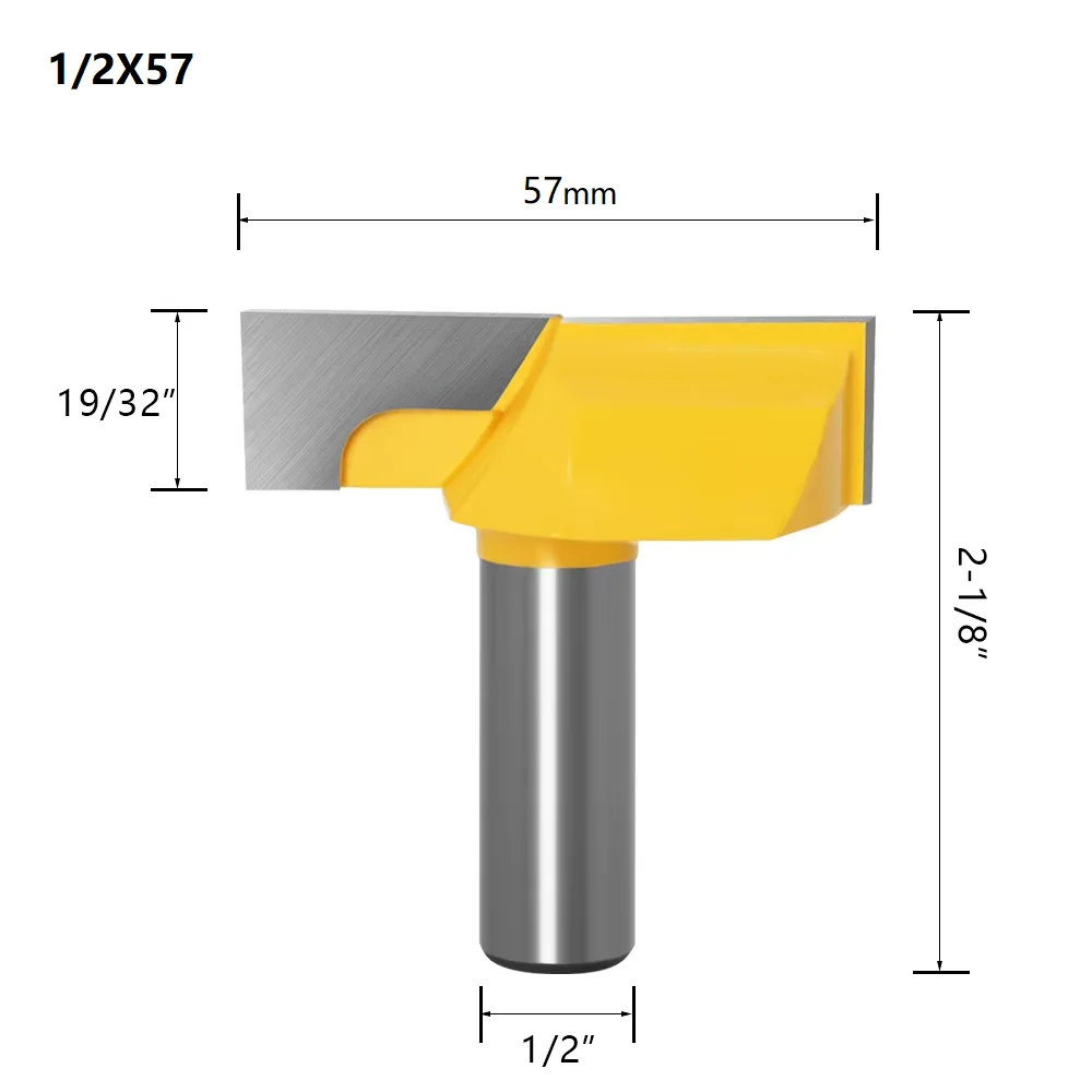 1/2" Inch 12mm 8mm Shank 2" Bottom Cleaning Router Bit (Mortising Bit, Spoil Board Surfacing, Slab Flattening Woodworking Mil