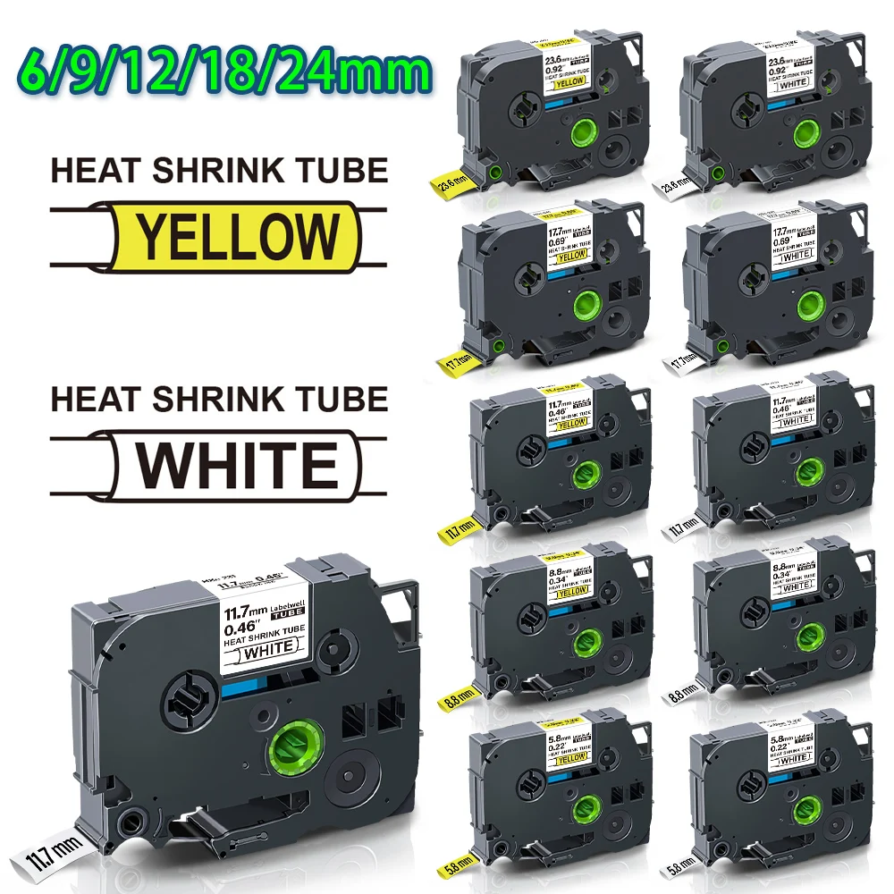 Labelwell 6/9/12mm Heat Shrink Tubes for Brother Hse-231 Hse-221 Hse-211 Hse 231 221 Compatible for Brother P Touch Label Maker