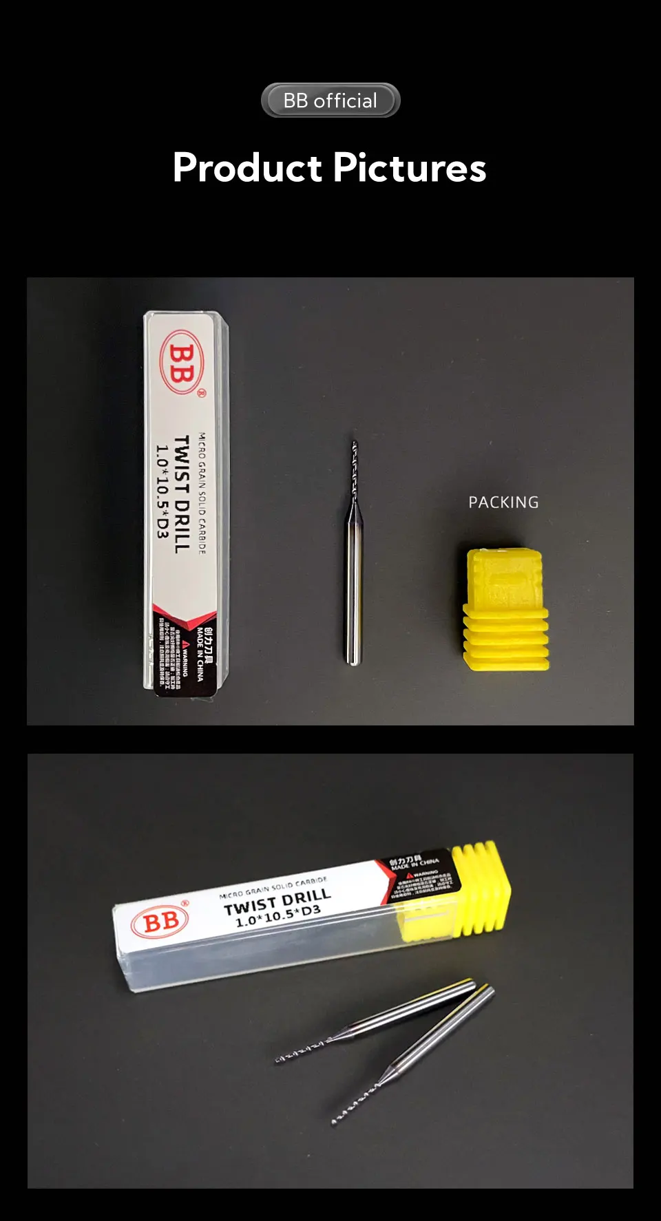 BB Micro Solid Carbide Drill Bit Precision Mini CNC Hole Making 0.15mm to 2.9mm Shank Diameter 3mm 1pcs Metal Steel Plastic