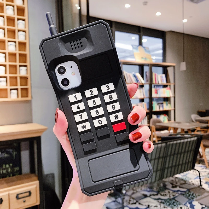 3D Classic Mobile Phone Case for iPhone 17 Pro Max/16/15/14/13/12/11/XR/8/7 Plus Retro Style Telephone Soft Silicone Cover