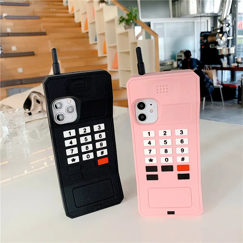 3D Classic Mobile Phone Case for iPhone 17 Pro Max/16/15/14/13/12/11/XR/8/7 Plus Retro Style Telephone Soft Silicone Cover