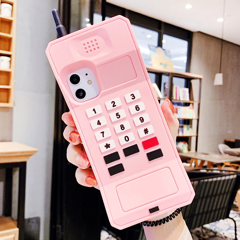 3D Classic Mobile Phone Case for iPhone 17 Pro Max/16/15/14/13/12/11/XR/8/7 Plus Retro Style Telephone Soft Silicone Cover