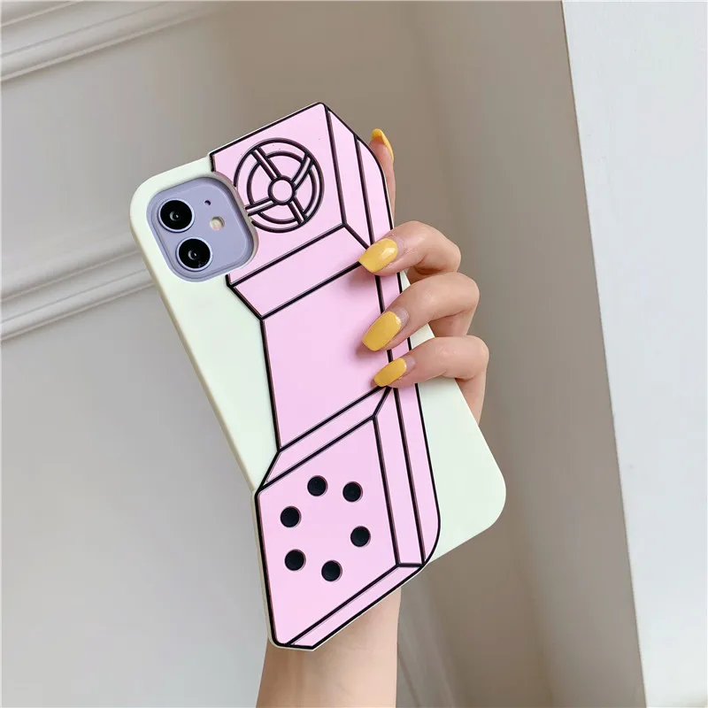 3D Classic Mobile Phone Case for iPhone 17 Pro Max/16/15/14/13/12/11/XR/8/7 Plus Retro Style Telephone Soft Silicone Cover