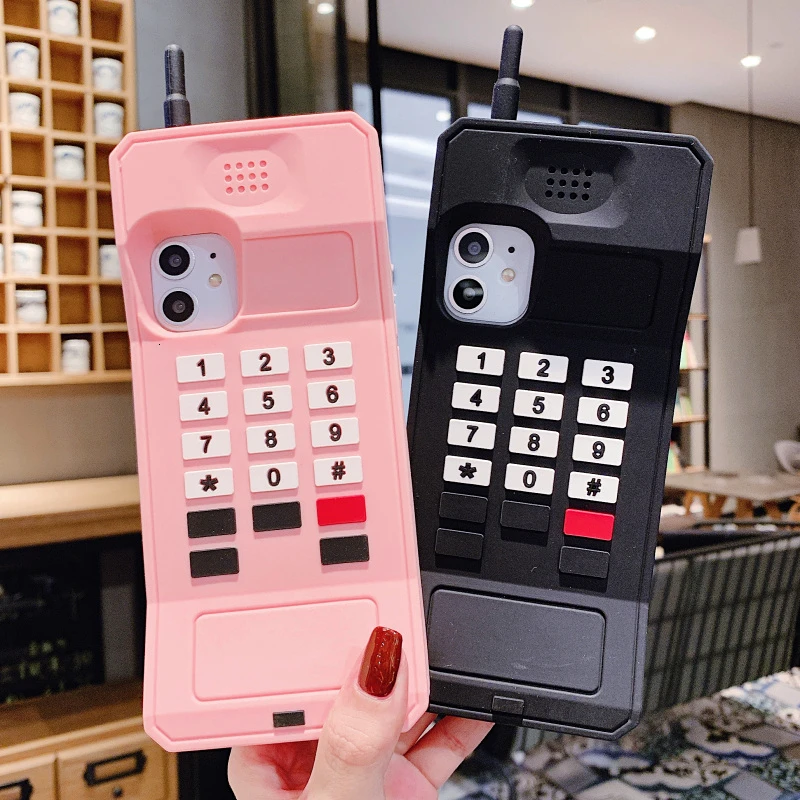3D Classic Mobile Phone Case for iPhone 17 Pro Max/16/15/14/13/12/11/XR/8/7 Plus Retro Style Telephone Soft Silicone Cover