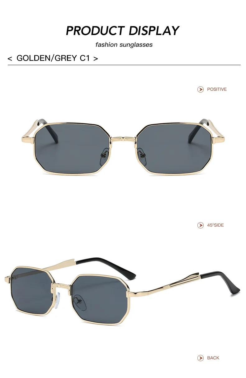 Narrow Men's Sunglasses Fashion Rectangle Women Metal Luxury Brand Sun Glasses 2021 Classic Oculos Masculino Glasses UV400