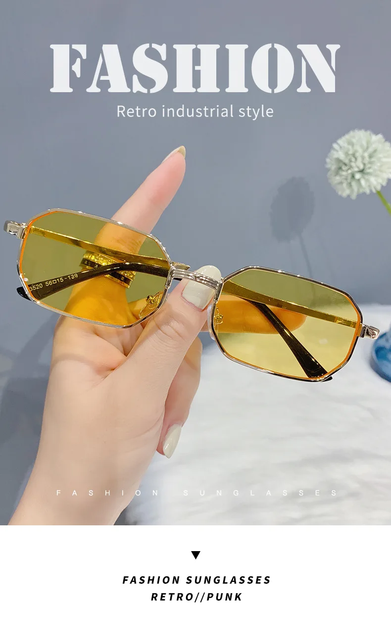Narrow Men's Sunglasses Fashion Rectangle Women Metal Luxury Brand Sun Glasses 2021 Classic Oculos Masculino Glasses UV400