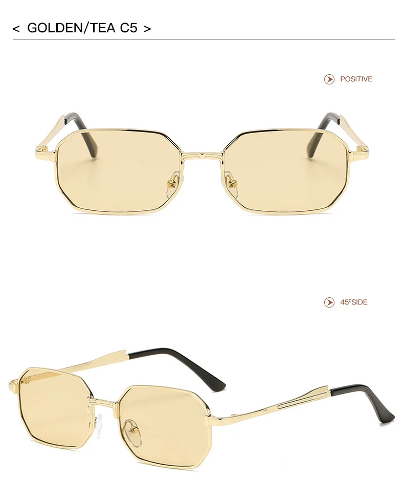 Narrow Men's Sunglasses Fashion Rectangle Women Metal Luxury Brand Sun Glasses 2021 Classic Oculos Masculino Glasses UV400