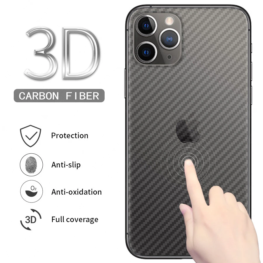 10PCS Carbon Fiber Back Film For IPhone 17 16 14 13 12 11 Pro Max 7 8 15 Plus Transparent Protective Film For iphone XS MAX