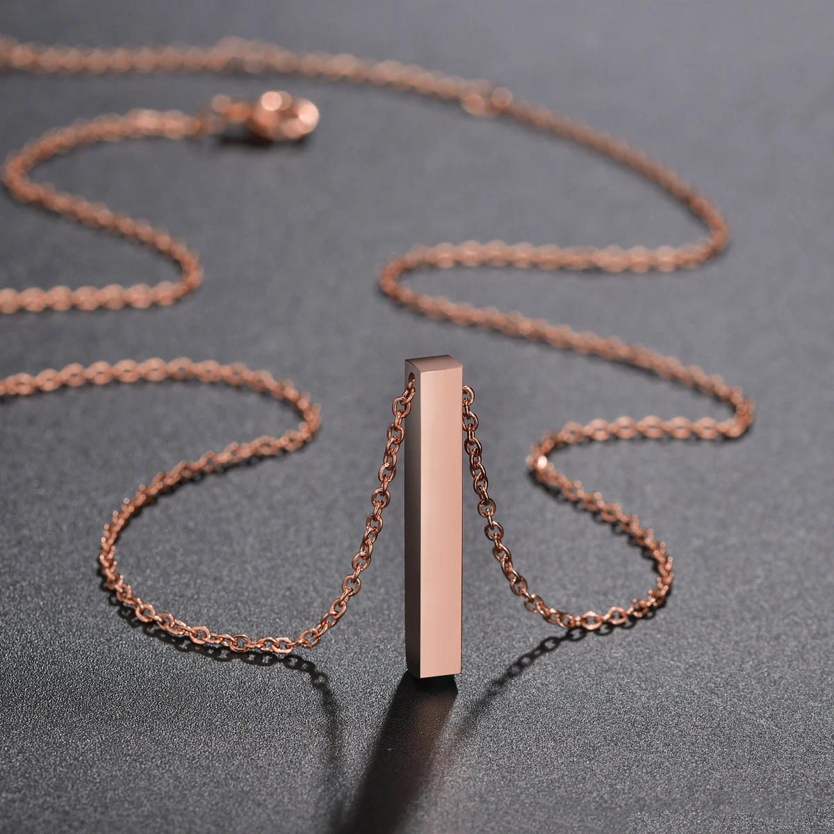 Atoztide Personalized Four Sides Engraving Square Pendant Necklaces Stainless Steel Engraved Name Date For Women Jewelry Gift