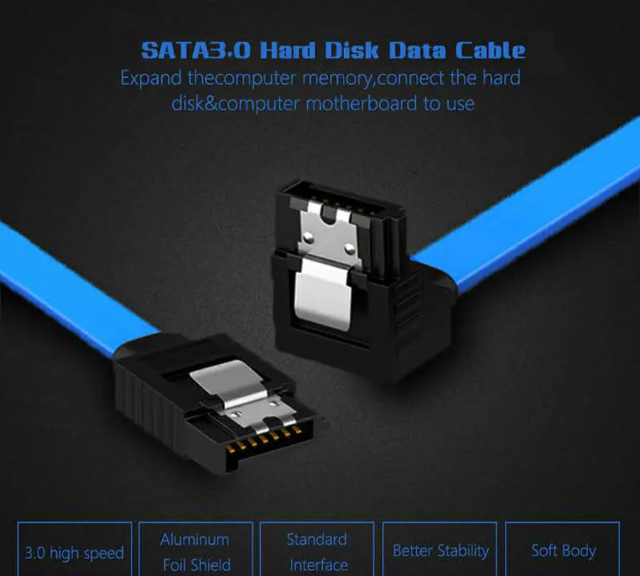 Urgrico SATA Cable to Hard Disk SSD Adapter HDD Cable SATA3.0 90 Degree for Asus MSI Gigabyte Motherboard Cable SATA