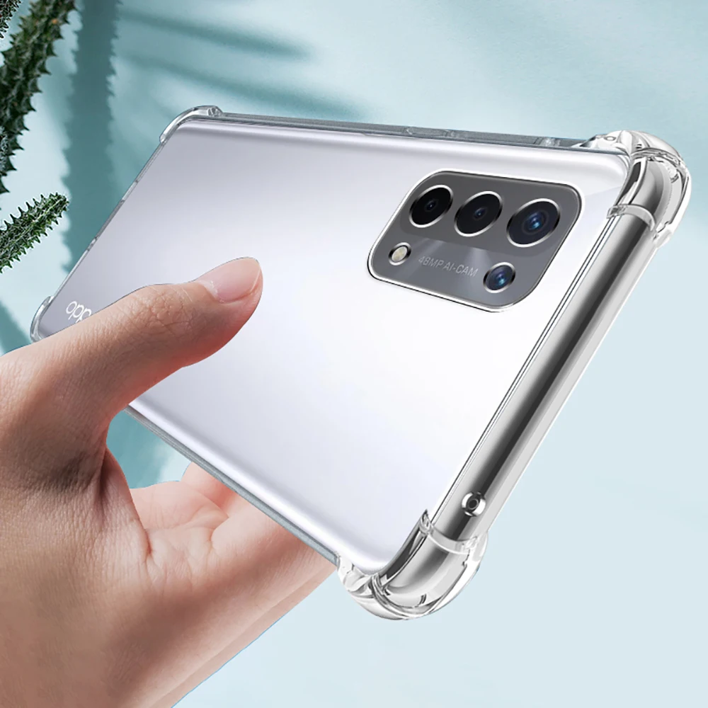Airbag Shockproof Silicone Phone Case for OPPO A54 A74 A94 Funda A55 A95 A93 A93S 4G Camera Protective Capa 5G Transparent Cover