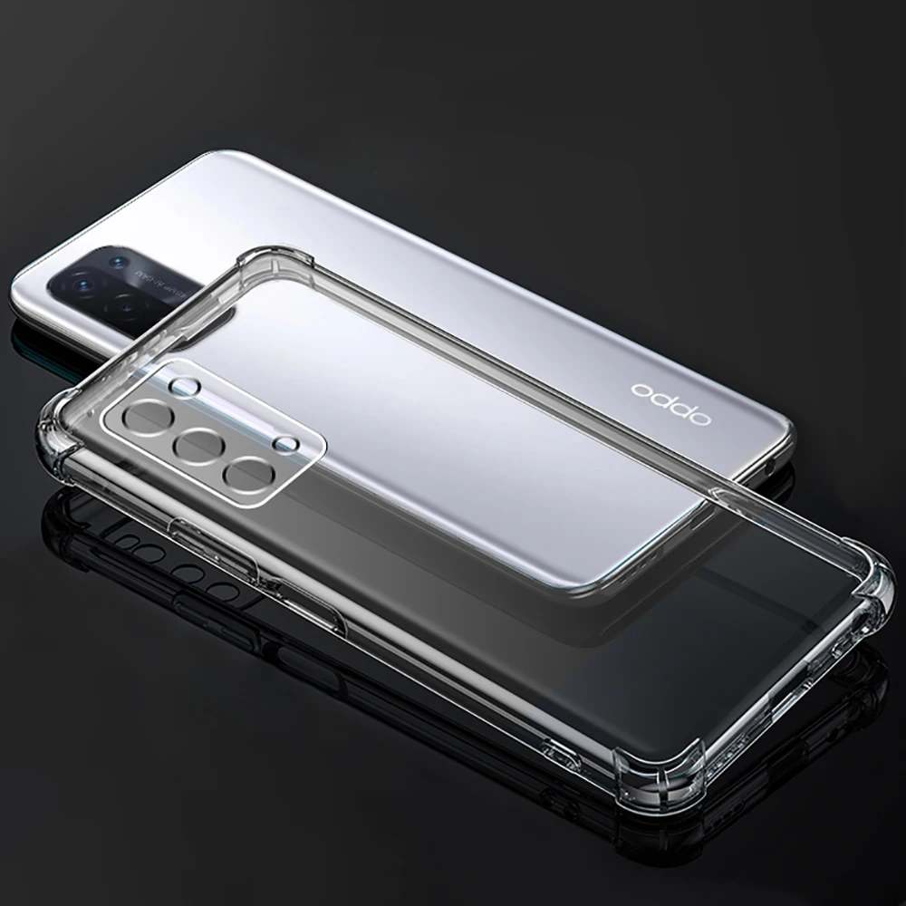 Airbag Shockproof Silicone Phone Case for OPPO A54 A74 A94 Funda A55 A95 A93 A93S 4G Camera Protective Capa 5G Transparent Cover