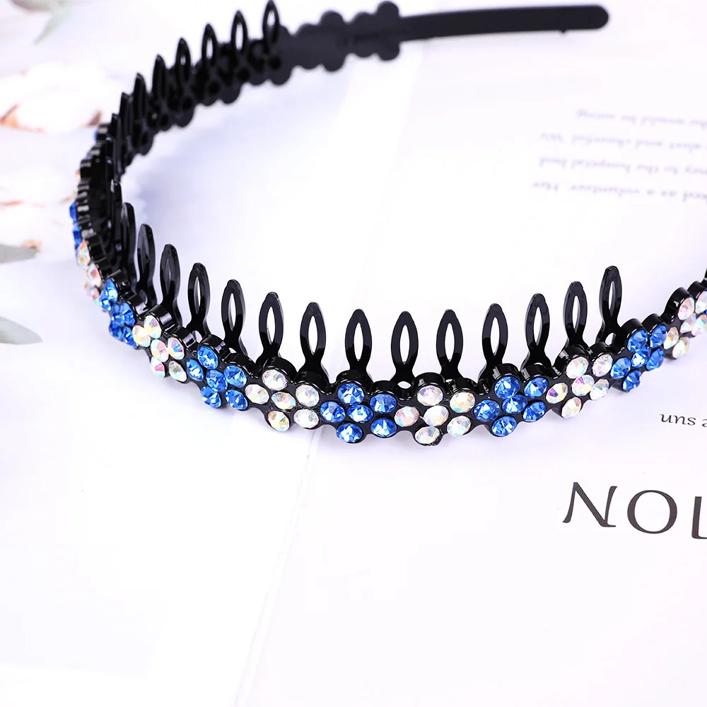 Unisex Alice Hairband Bezel Headband Men Women Sports Hair Band Hoop Top Metal Double Bangs Flower Rhinestone Hair Accessories