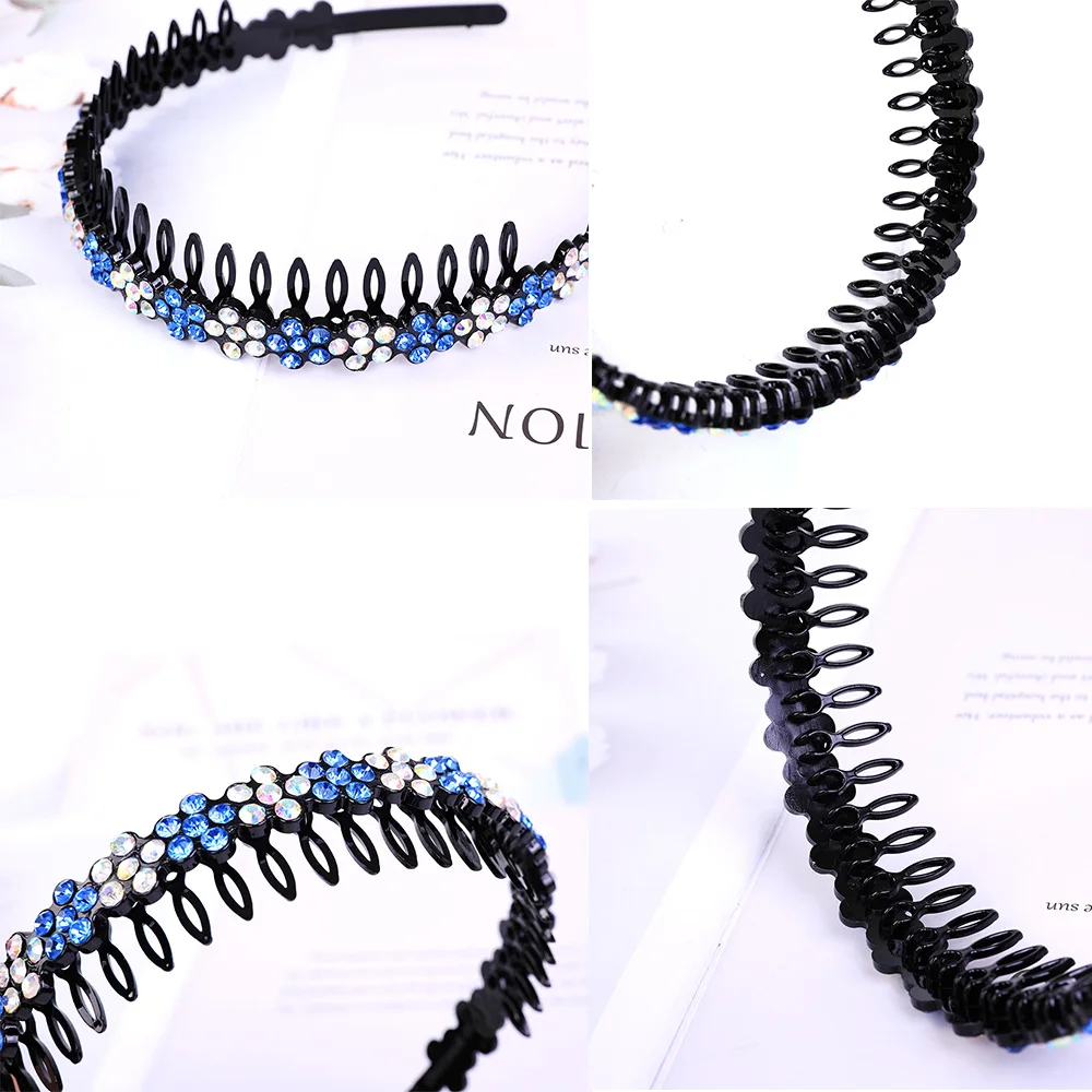 Unisex Alice Hairband Bezel Headband Men Women Sports Hair Band Hoop Top Metal Double Bangs Flower Rhinestone Hair Accessories