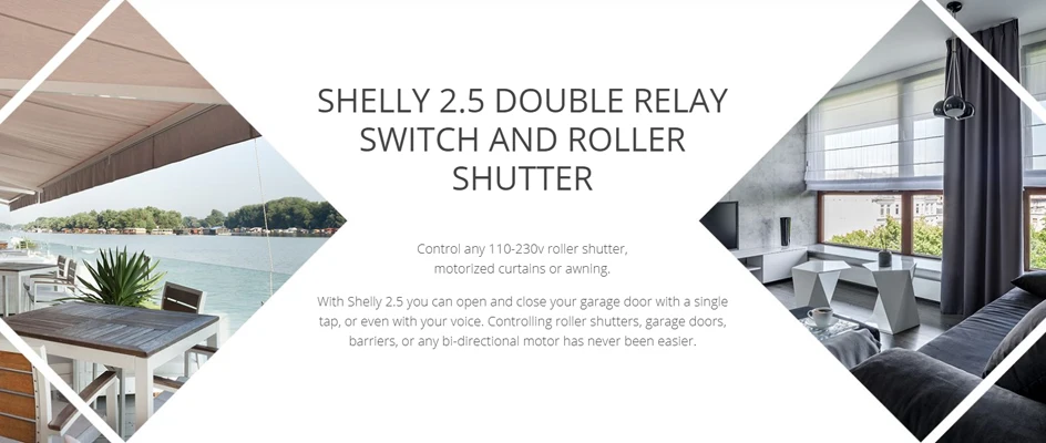 Shelly 2.5 Smart Home Double Relay WiFi Switch Roller Shutter Open Source Wireless For Garage Door Curtain Dual Power Metering