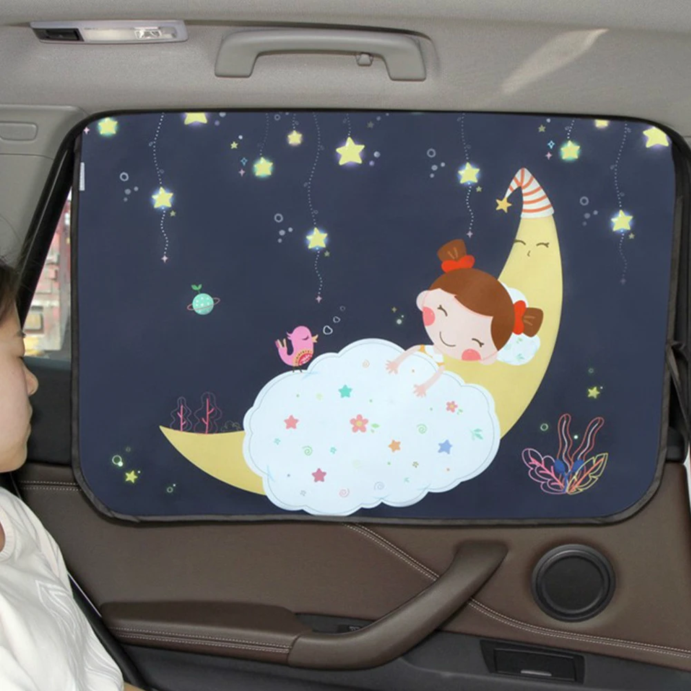 Universal Car Sun Shade Cover Magnetic UV Protection Curtain Side Window Sunshade Cover For Baby Kids Cute Cartoon Shade Tools