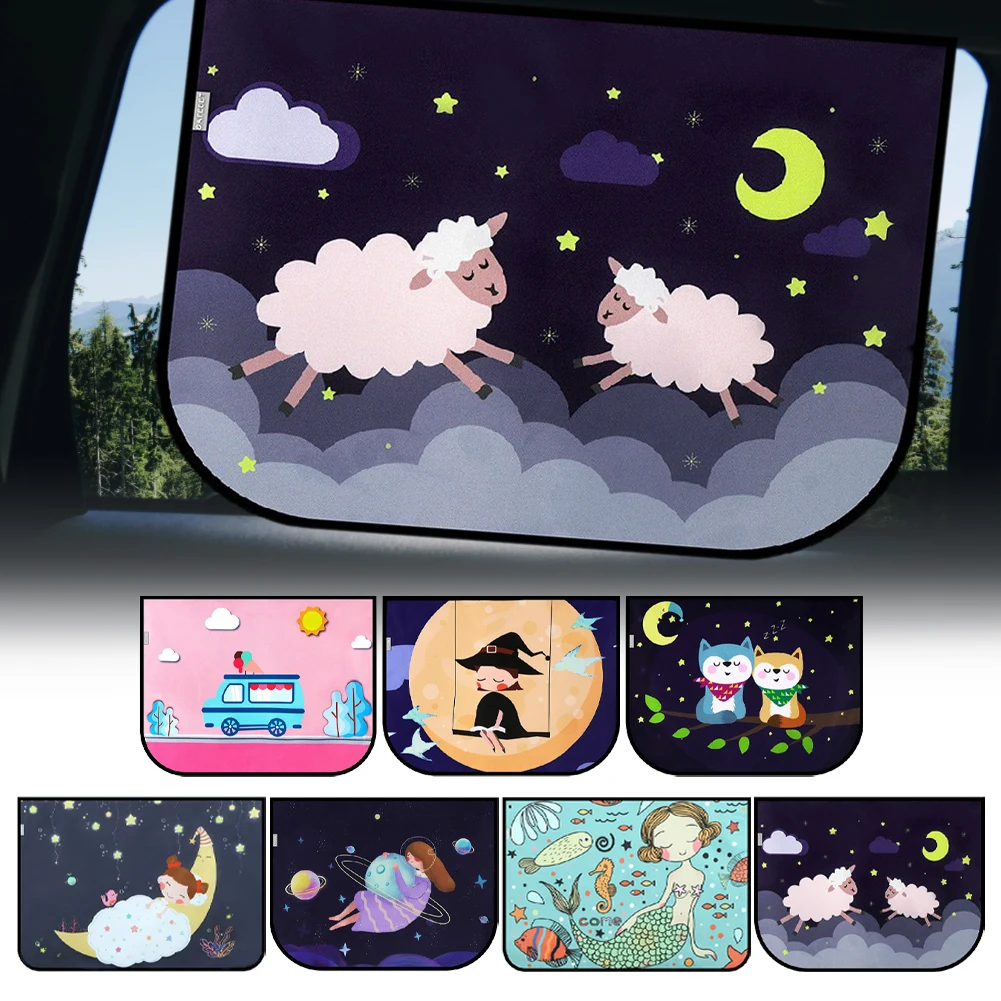Universal Car Sun Shade Cover Magnetic UV Protection Curtain Side Window Sunshade Cover For Baby Kids Cute Cartoon Shade Tools