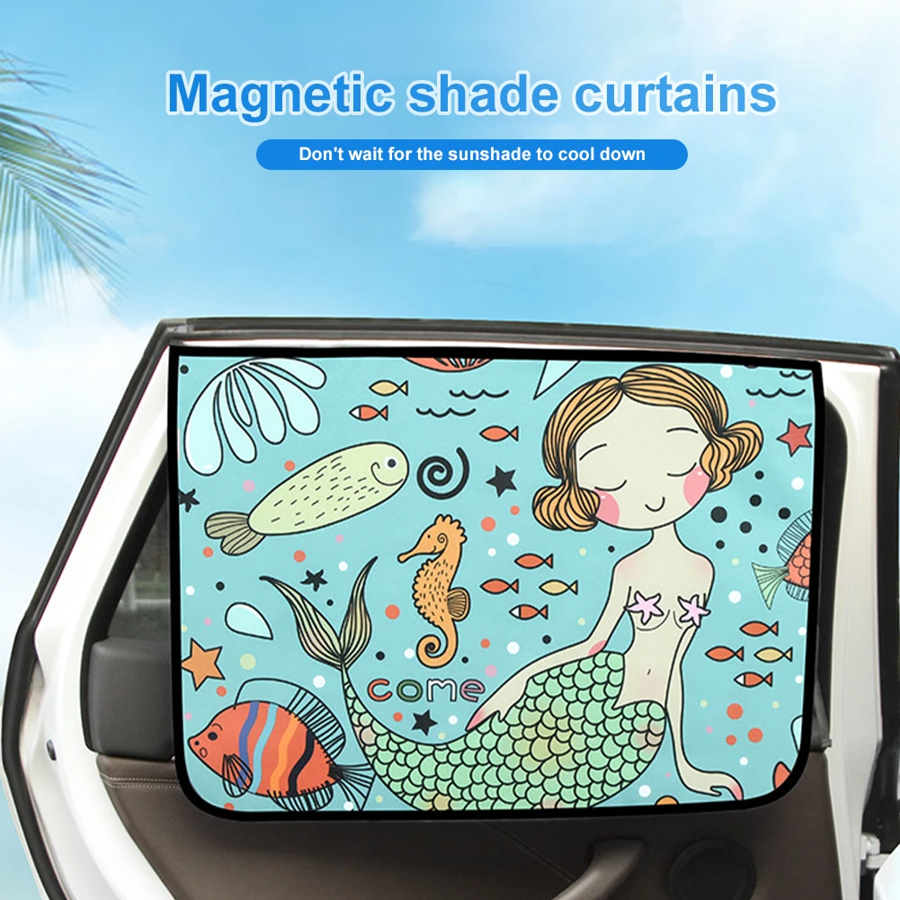 Universal Car Sun Shade Cover Magnetic UV Protection Curtain Side Window Sunshade Cover For Baby Kids Cute Cartoon Shade Tools